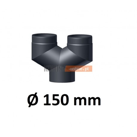 Trójnik kominowy żaroodporny 150 mm czarny portki dolny