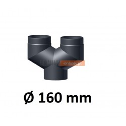 Trójnik kominowy żaroodporny 160 mm czarny portki dolny