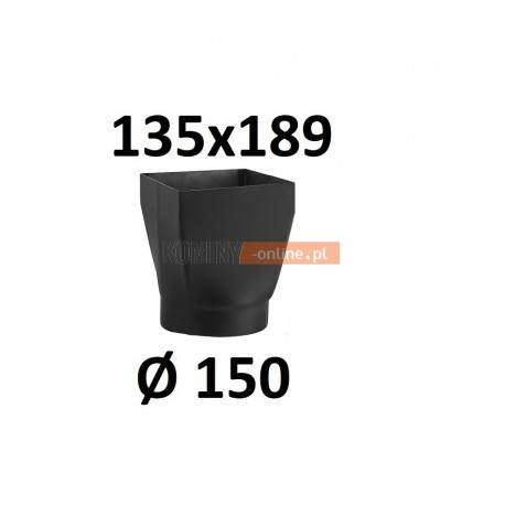 Redukcja kominowa żaroodporna czarna czopuch 135x189/150 mm 