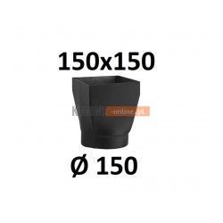 Redukcja kominowa żaroodporna czarna czopuch 150x150/150 mm 