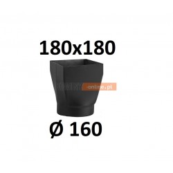 Redukcja kominowa żaroodporna czarna czopuch 180x180/160 mm 