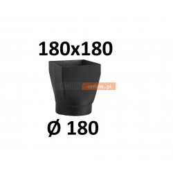 Redukcja kominowa żaroodporna czarna czopuch 180x180/180 mm 