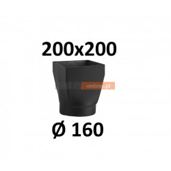 Redukcja kominowa żaroodporna czarna czopuch 200x200/160 mm 