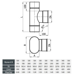 Trójnik owalny 120x200 mm / ∡ 90°