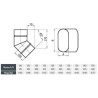 Kolano owalne 120x215 mm ∡ 45°