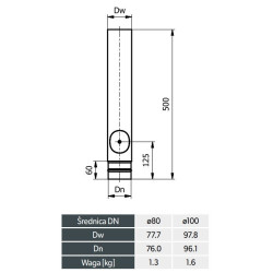 Rura pelet z rewizją 80 mm / 0,5 m