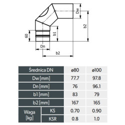 Kolano pelet 100 mm / 90 z rewizją