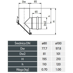 Trójnik pelet 100 mm z klapą