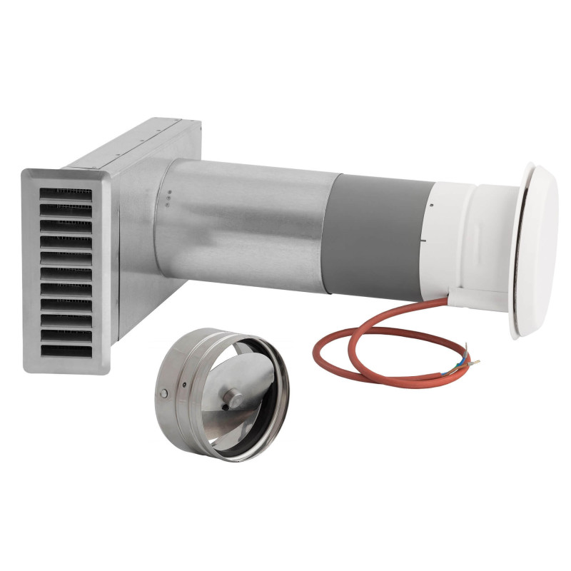 Nawietrzak szpaletowy NLGS080A-CC – 80 mm chrom z grzałką, filtrem, anemostatem i stabilizatorem przepływu