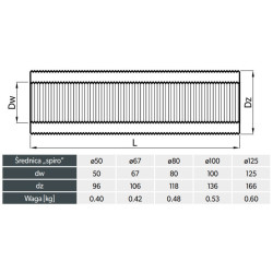 Rura Elastyczna Świeżego Powietrza 67 mm – Izolowana, szara, Aluminium