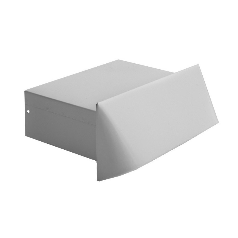 Czerpnia powietrza prostokątna CZNP150x50-ML – malowanie proszkowe na biało, siatka 2x2 mm, montaż bez złączek.