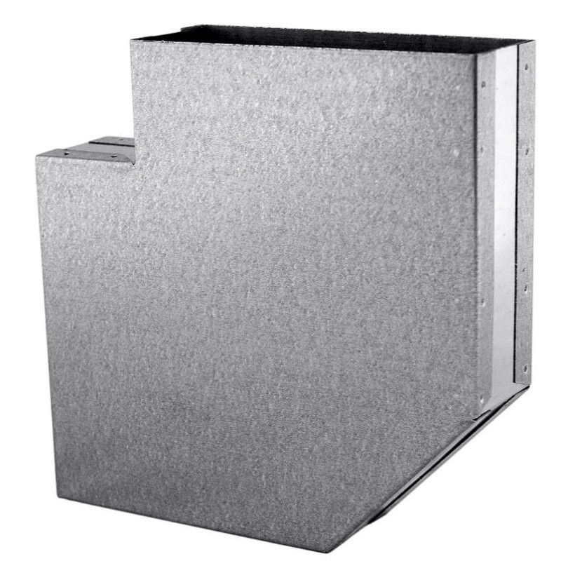 Kolano prostokątne 200x50 mm kąt 90 stopni z blachy ocynkowanej KL200x50/90 DGP i wentylacji, średnica przeliczeniowa 85 mm