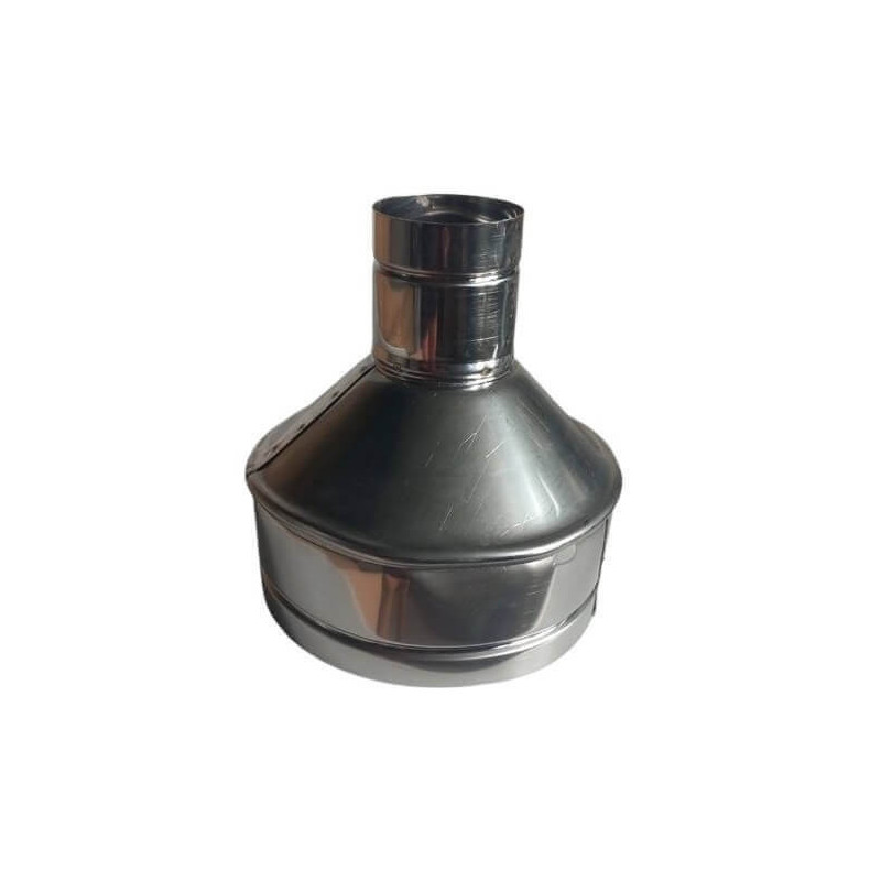 Redukcja kwasoodporna 113/110 mm do rur spiro – stal nierdzewna 1.4404, odpływ spalin.