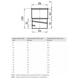 Złączka górna do rur elastycznych 130 mm – kwasoodporna, szczelna