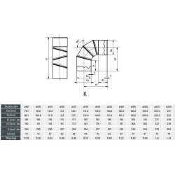 Kolano Regulowane Kielichowe 160 mm | Zakres 0-90° | Blacha Ocynkowana