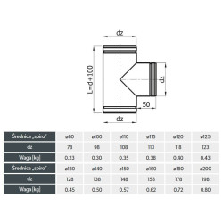 Trójnik Spiro 180 mm | Kąt 90° | Nyplowe Końcówki | Stal Ocynkowana