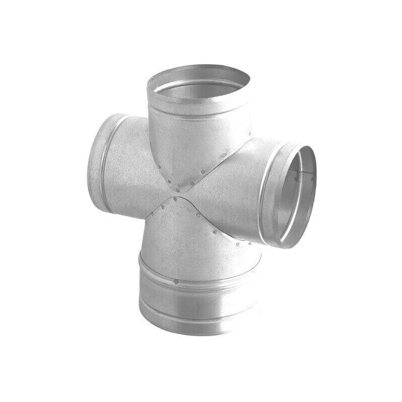 Czwórnik redukcyjny Spiro 125/3x100 mm kąt 90° – wentylacja i DGP, ocynkowana blacha, solidne wykonanie.