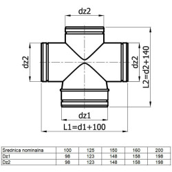 Czwórnik Redukcyjny Spiro 125/3x100 mm Kąt 90° Wentylacja DGP