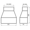 Redukcja Niesymetryczna 250x50 mm do 150x50 mm – Wentylacja, Ocynk, Bez Złączki