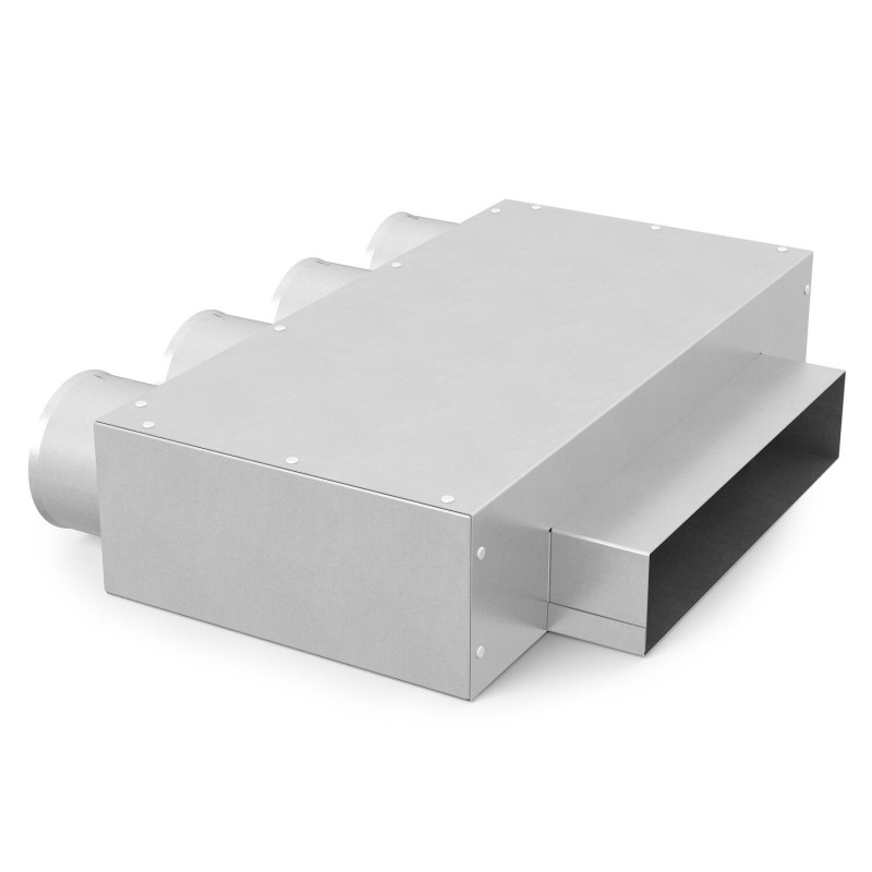 Skrzynka rozprężna 250x50 / 4x90 mm do rekuperacji z króćcami na zamek