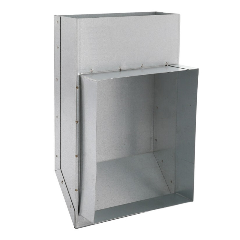Kształtka wentylacyjna 150x50 z wylotem 140x165 mm do kratki Darco K2/KZ2 – blacha ocynkowana, DGP, rekuperacja
