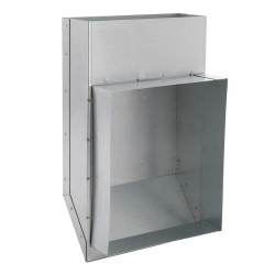 Kształtka wentylacyjna 150x50 mm z wylotem 150x150 mm – kompatybilna z kratką wykonana z blachy ocynkowanej.