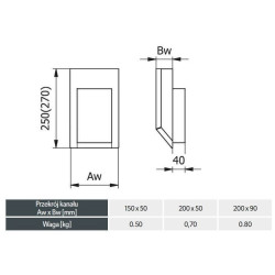 Kształtka wentylacyjna 200x90 z wylotem 140x140 mm | Pod kratkę Darco K14/KZ14 | Blacha ocynkowana