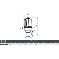Turbowent Tulipan 150/130 mm – Nasada kominowa aluminiowa z króćcem ocynkowanym | Wentylacja grawitacyjna