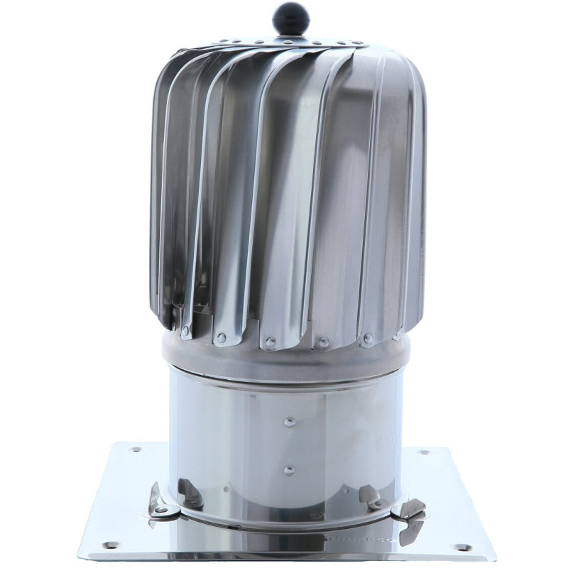 Turbowent Tulipan 150 mm z turbiną aluminiową i otwieraną podstawą kwadratową 25x25 cm chrom