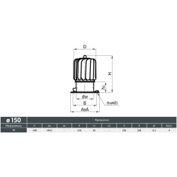 Turbowent Tulipan 150 mm malowany czarny mat RAL9005 – nasada kominowa aluminiowo-ocynkowana
