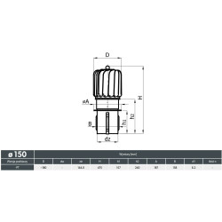 Turbowent Tulipan 150 mm chrom + aluminium | Nasada kominowa wciskana do kominów ceramicznych