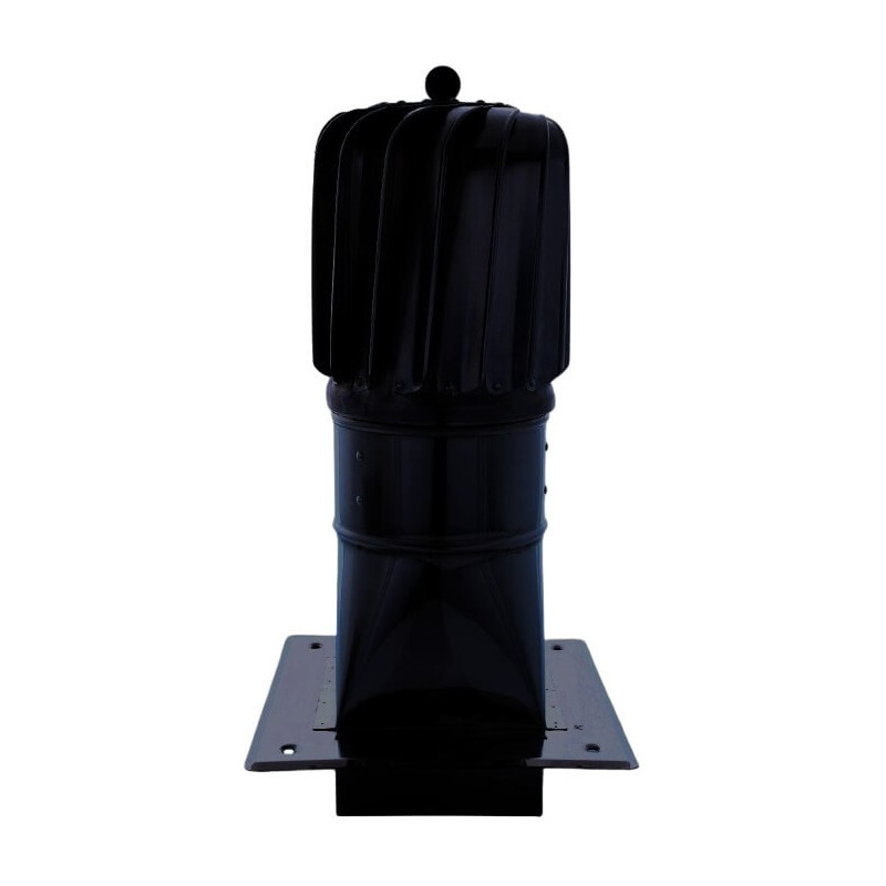 Turbowent Tulipan 150 mm z podstawą 14x14 cm i płytą 25x25 cm CZARNY