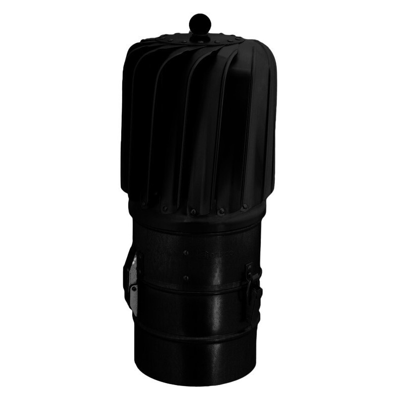 Nasada kominowa Turbowent Tulipan 150 mm czarny z podstawą rurową otwieraną i zawiasem
