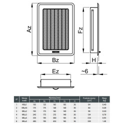 Kratka wentylacyjna LIGHT metalowa KREM 135x195 z żaluzją