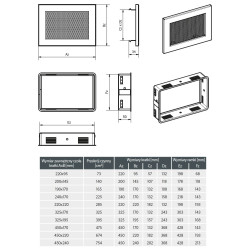 Ventlab kratka kominkowa 240x170 mm z siatką malowana na kolor CZARNA