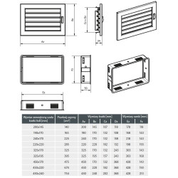 Ventlab kratka kominkowa 450x240 mm z żaluzją kolor biały.