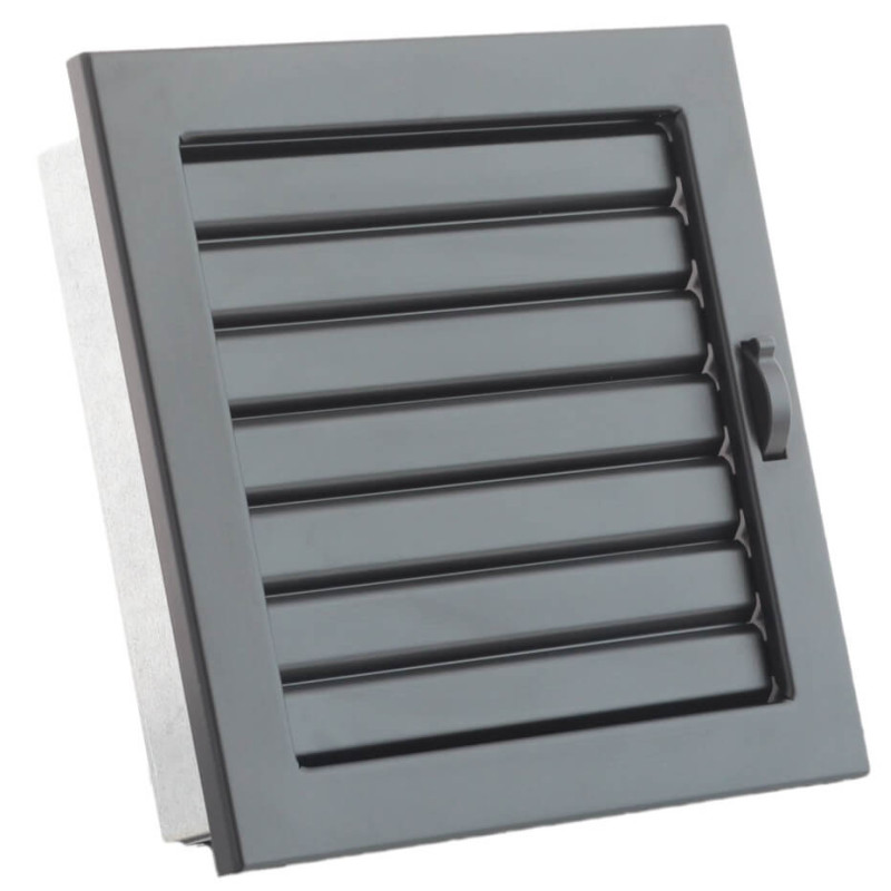 Kratka wentylacyjna kominkowa VENTLAB 220x220 mm z żaluzją ruchomą czarna