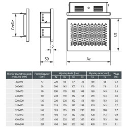 Ventlab kratka kominkowa 220x220 mm malowana na kolor CZARNA