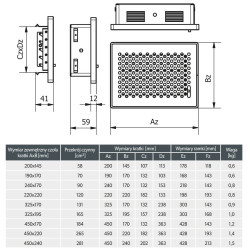 Ventlab kratka kominkowa z żaluzją 450x240 mm malowana na kolor CZARNA