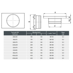 Kaseta dolotowa Ventlab 240x170 mm – czarna stal, wylot Spiro 80-150 mm