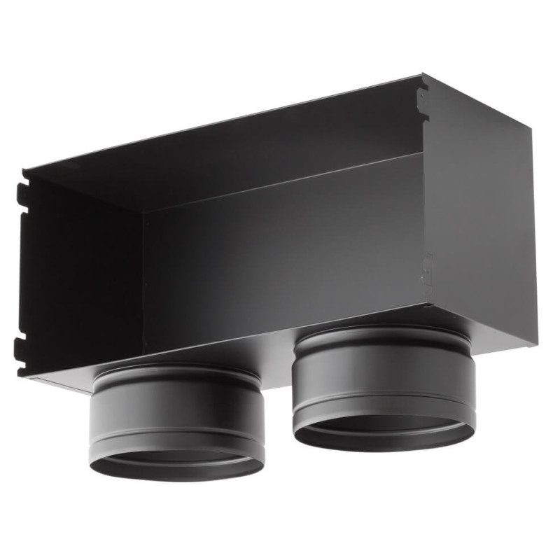 Kaseta dolotowa boczna podwójna Ventlab 450x220 mm czarna, 2x Spiro Ø 80-150 mm
