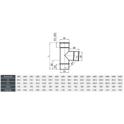 Trójnik 90° 200 mm – stal kwaso i  zaroodporna 1.4828, 0,8 mm