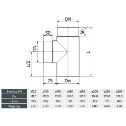 Trójnik kominowy 180/90° czarny SPK – stal DC01, 600°C, montaż wewnętrzny | System Przyłączy Kominowych