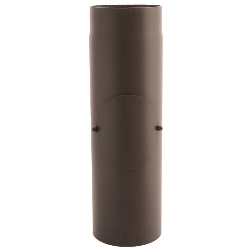 Rura kominowa prosta 250 mm, czarna, stal 2 mm, długość 1 m z rewizją, dekielkiem i uszczelką ceramiczną, do kominków