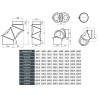 Kolano kominowe 180/0–90° z 2 rewizjami uniwersalne czarne stal 2 mm