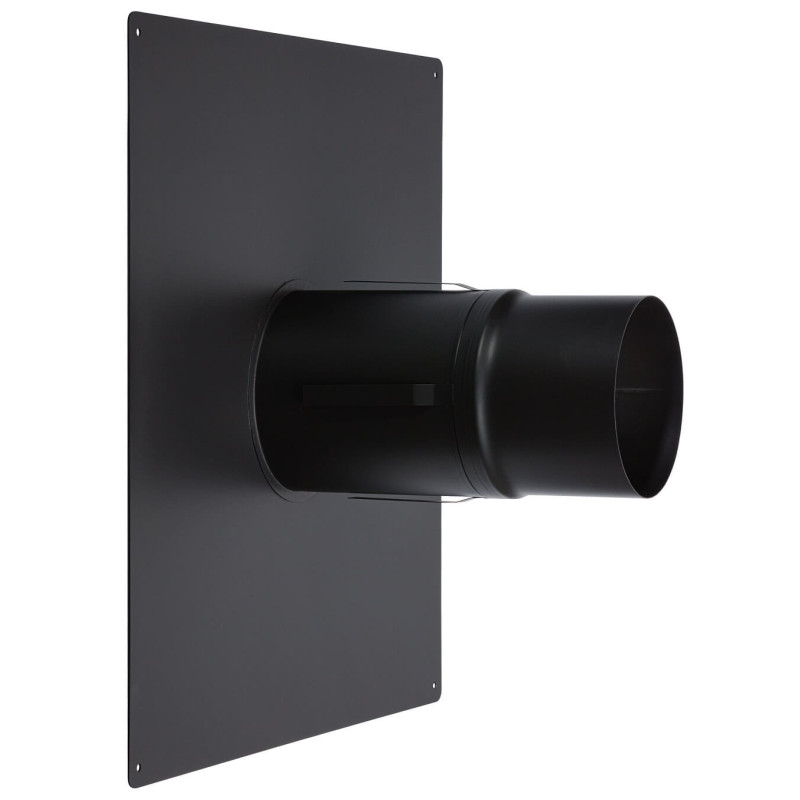 Płyta kominowa kwadratowa z wkładką dwuścienną 150 mm czarna Senotherm – montaż ściana lub sufit, stal 2 mm