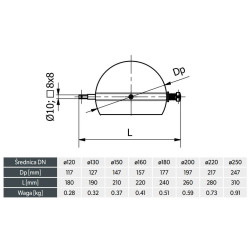 Zestaw naprawczy szybra kominowego 130 mm – przepustnica fi 10 mm, kwadrat 8x8, stal DC01 2 mm