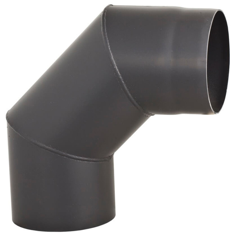 Kolano kominowe stalowe 180 mm 90 stopni czarne, spawane CNC, odporne na wysoką temperaturę