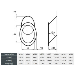 Wkładka kątowa 180 mm 45° z izolacją – WKK180/45-CZ2 do komina ceramicznego