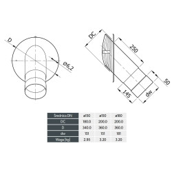 Wkładka teleskopowa 120/180 mm 45° – WKK-CS – do komina ceramicznego